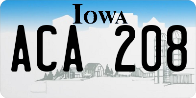 IA license plate ACA208