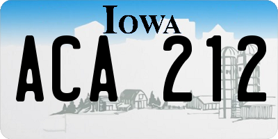 IA license plate ACA212