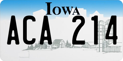 IA license plate ACA214
