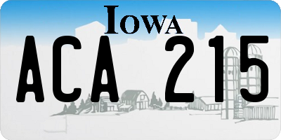 IA license plate ACA215