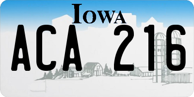 IA license plate ACA216
