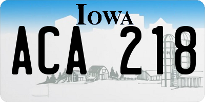 IA license plate ACA218