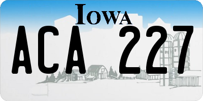 IA license plate ACA227