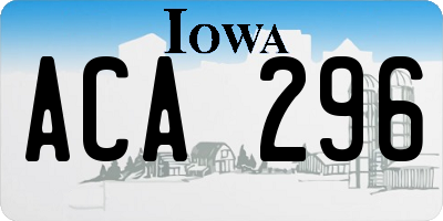 IA license plate ACA296