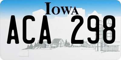 IA license plate ACA298