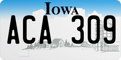 IA license plate ACA309
