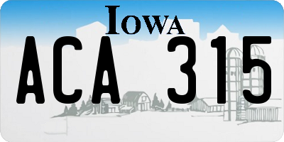 IA license plate ACA315