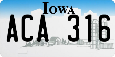 IA license plate ACA316