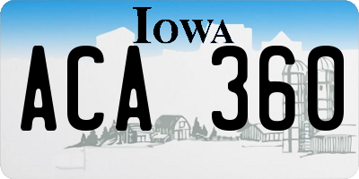 IA license plate ACA360