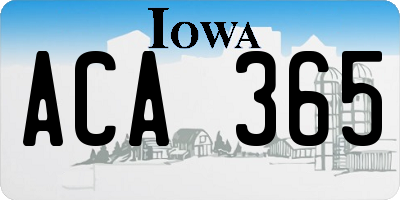 IA license plate ACA365
