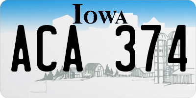 IA license plate ACA374
