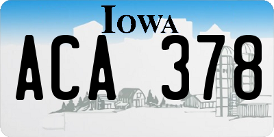 IA license plate ACA378