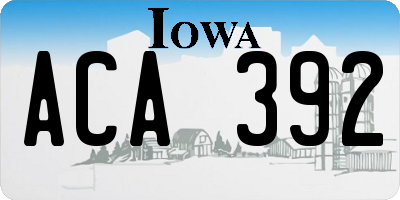 IA license plate ACA392