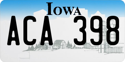 IA license plate ACA398