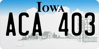 IA license plate ACA403