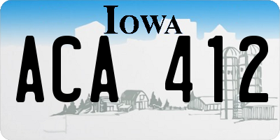 IA license plate ACA412