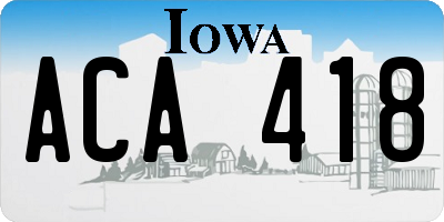 IA license plate ACA418
