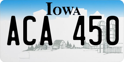 IA license plate ACA450