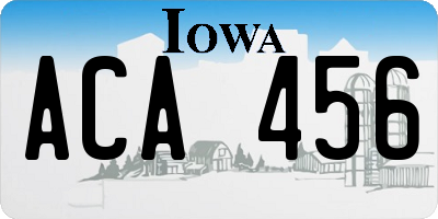 IA license plate ACA456