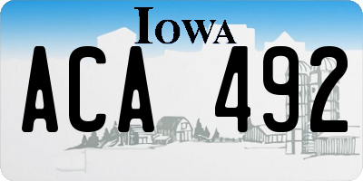 IA license plate ACA492