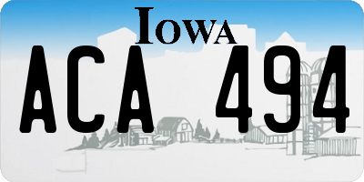 IA license plate ACA494