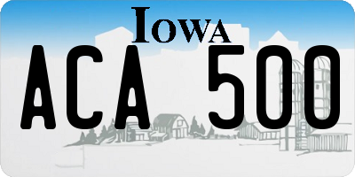 IA license plate ACA500