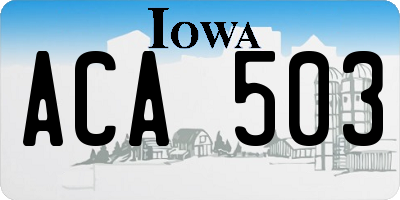 IA license plate ACA503