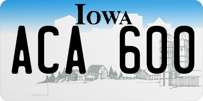 IA license plate ACA600