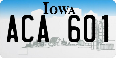 IA license plate ACA601