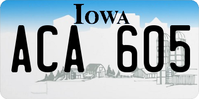IA license plate ACA605