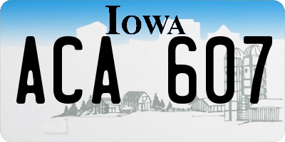 IA license plate ACA607