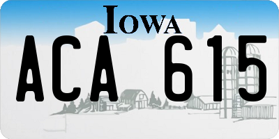 IA license plate ACA615