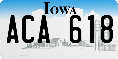 IA license plate ACA618
