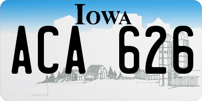 IA license plate ACA626