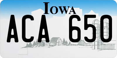 IA license plate ACA650