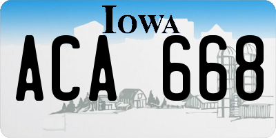IA license plate ACA668