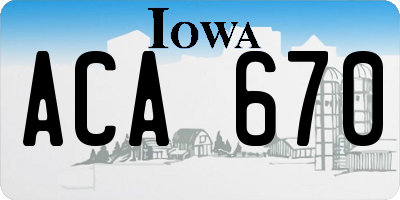 IA license plate ACA670