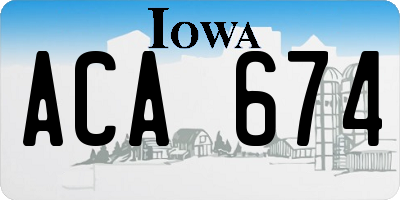 IA license plate ACA674
