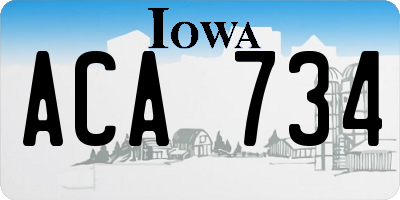 IA license plate ACA734