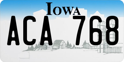IA license plate ACA768