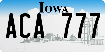 IA license plate ACA777