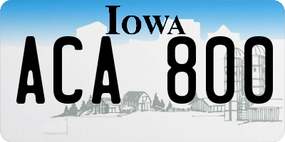 IA license plate ACA800