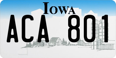 IA license plate ACA801
