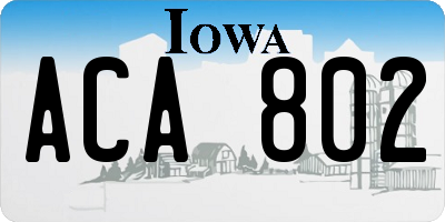IA license plate ACA802