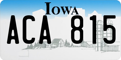 IA license plate ACA815