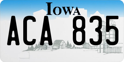 IA license plate ACA835