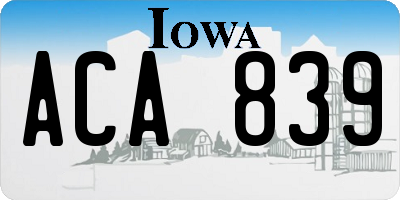IA license plate ACA839