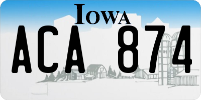 IA license plate ACA874