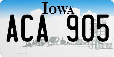 IA license plate ACA905
