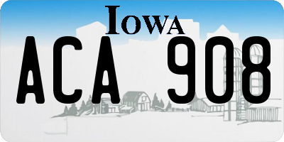 IA license plate ACA908